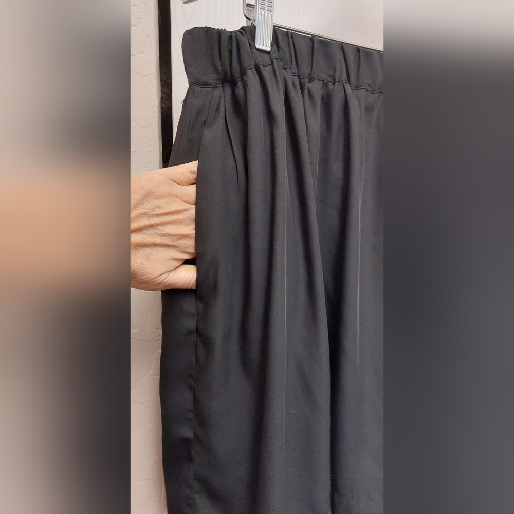 Joe Fresh Black Satin Skirt Pockets Elastic Waist Size XL Date Office Boho Light